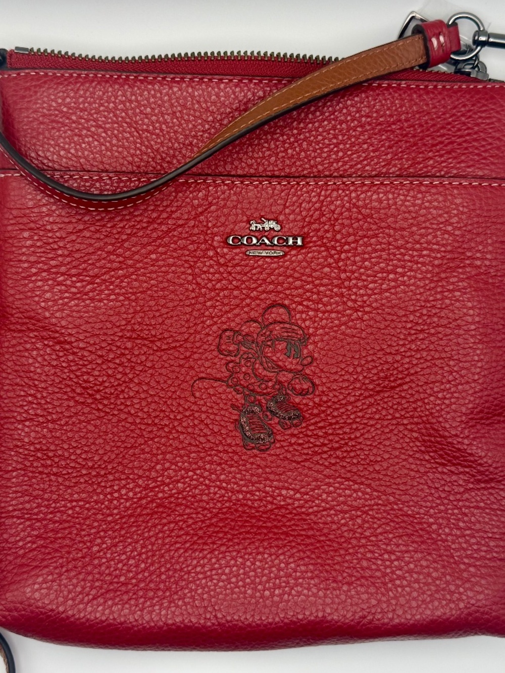 Coach x Disney Minnie Mouse on Roller Derby Red Leather Crossbody Bag